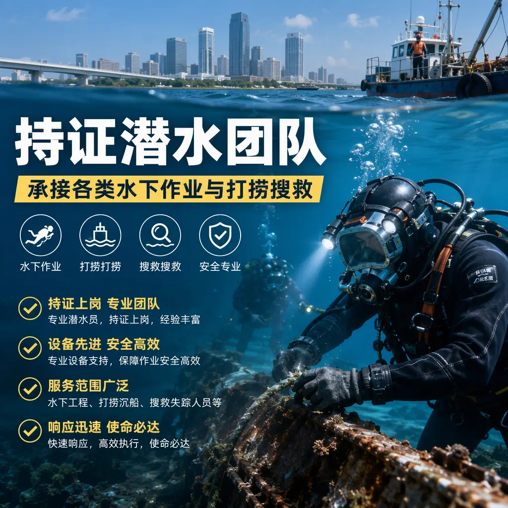 持证潜水团队,承接各类水下作业与打捞搜救海北