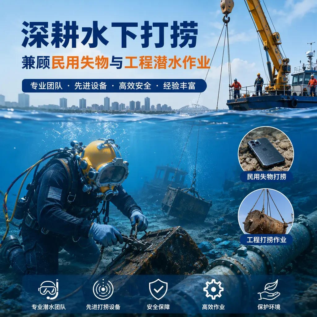 深耕水下打捞,兼顾民用失物与工程潜水作业海北